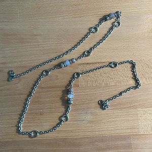 LOFT Silver beaded double stranded necklace